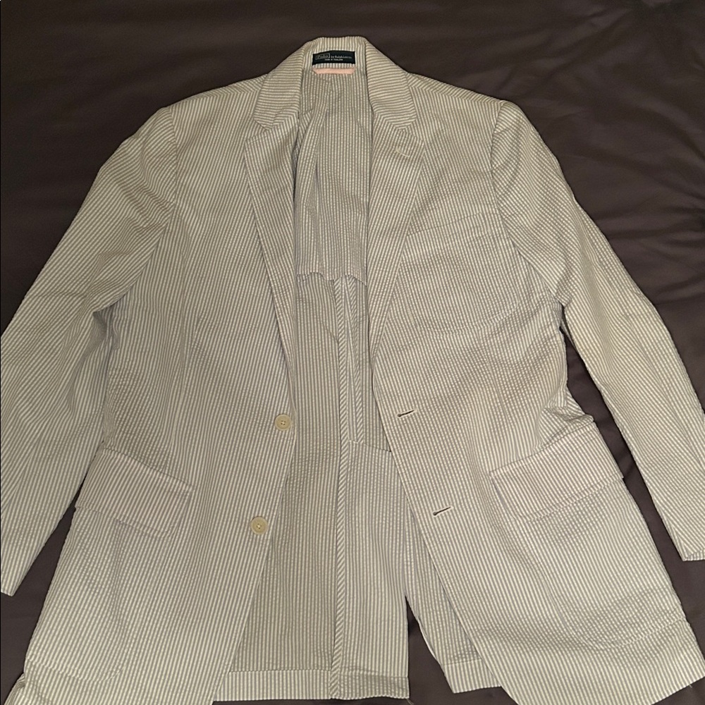 Polo by Ralph Lauren Blue and White Striped Blazer
